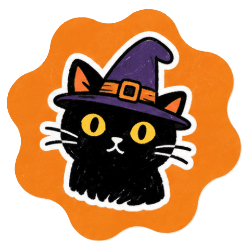 검은 고양이 할로윈 PNG 스티커